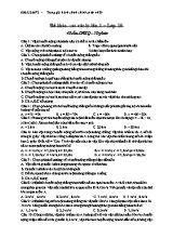 Đề khảo sát môn Vật lí lớp 10 lần 1